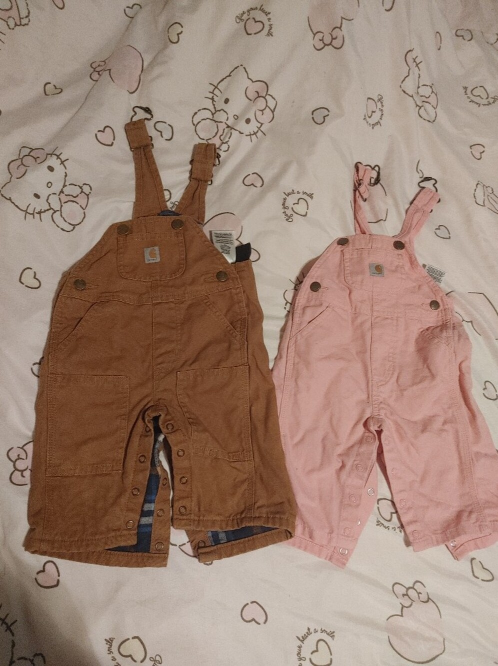 Carhartt Baby Pink and Brown Corduroy Overalls